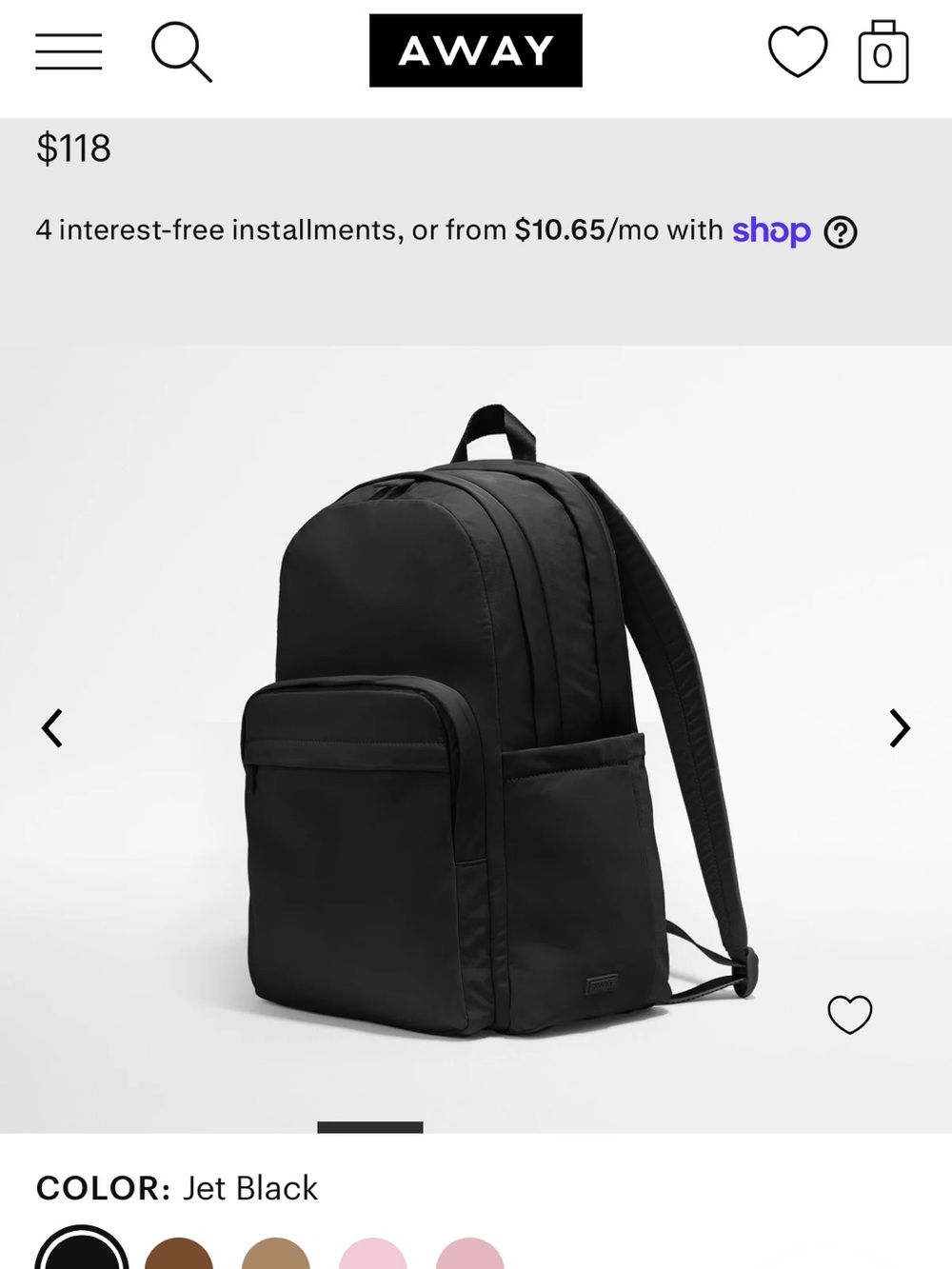 Away Jet Black Everyday Backpack - Men's